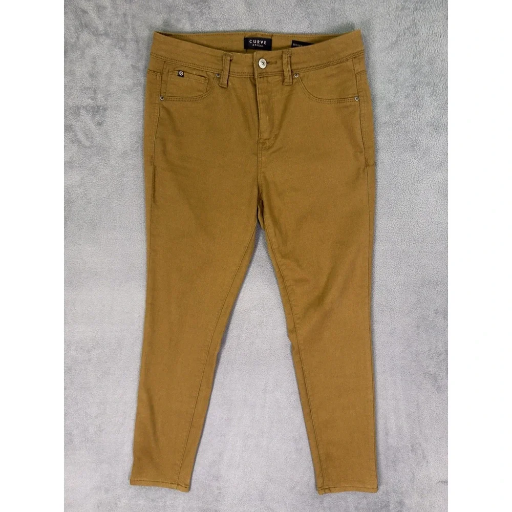 Curve Appeal Jeans Womens 6/28 Tan Brown High Rise Minimalist Jegging Stretch